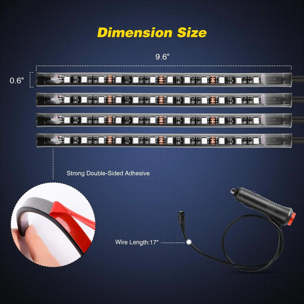 Nilight - TR-06 4PCS 48 LED Interior Lights DC 12V Multicolor Music Car Strip Light Under Dash Lighting Kit with Sound Active Function and Wireless Remote Control