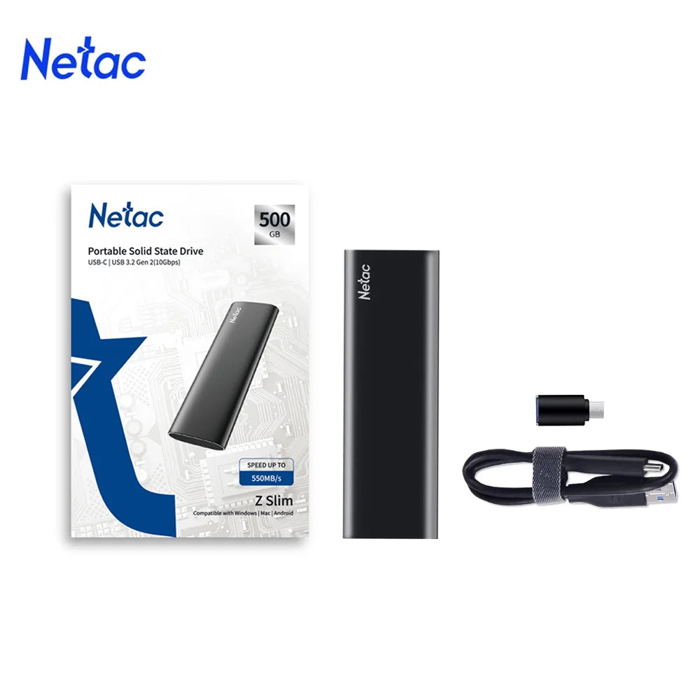 Netac Portable SSD 2TB 1TB 500gb External Hard Drive 550MB/s USB3.2 HDD Disk for PS4 XBox Laptop Desktop