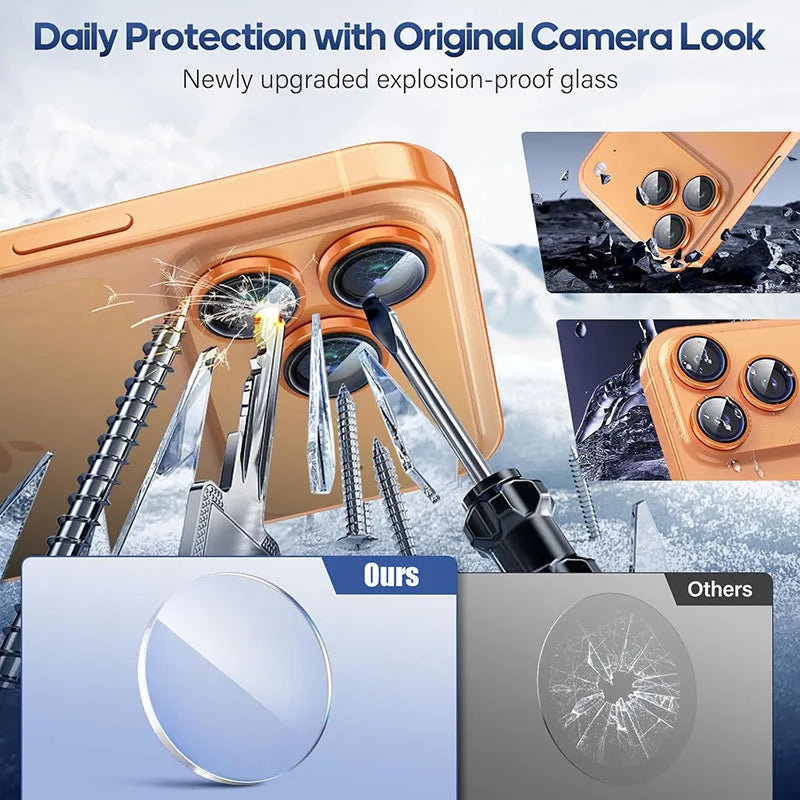 Alloy Ring Back Lens Tempered Glass for Apple iPhone 17 Pro Camera Cover Cap Metal Camera Lens Protector For iPhone 17 Pro Max
