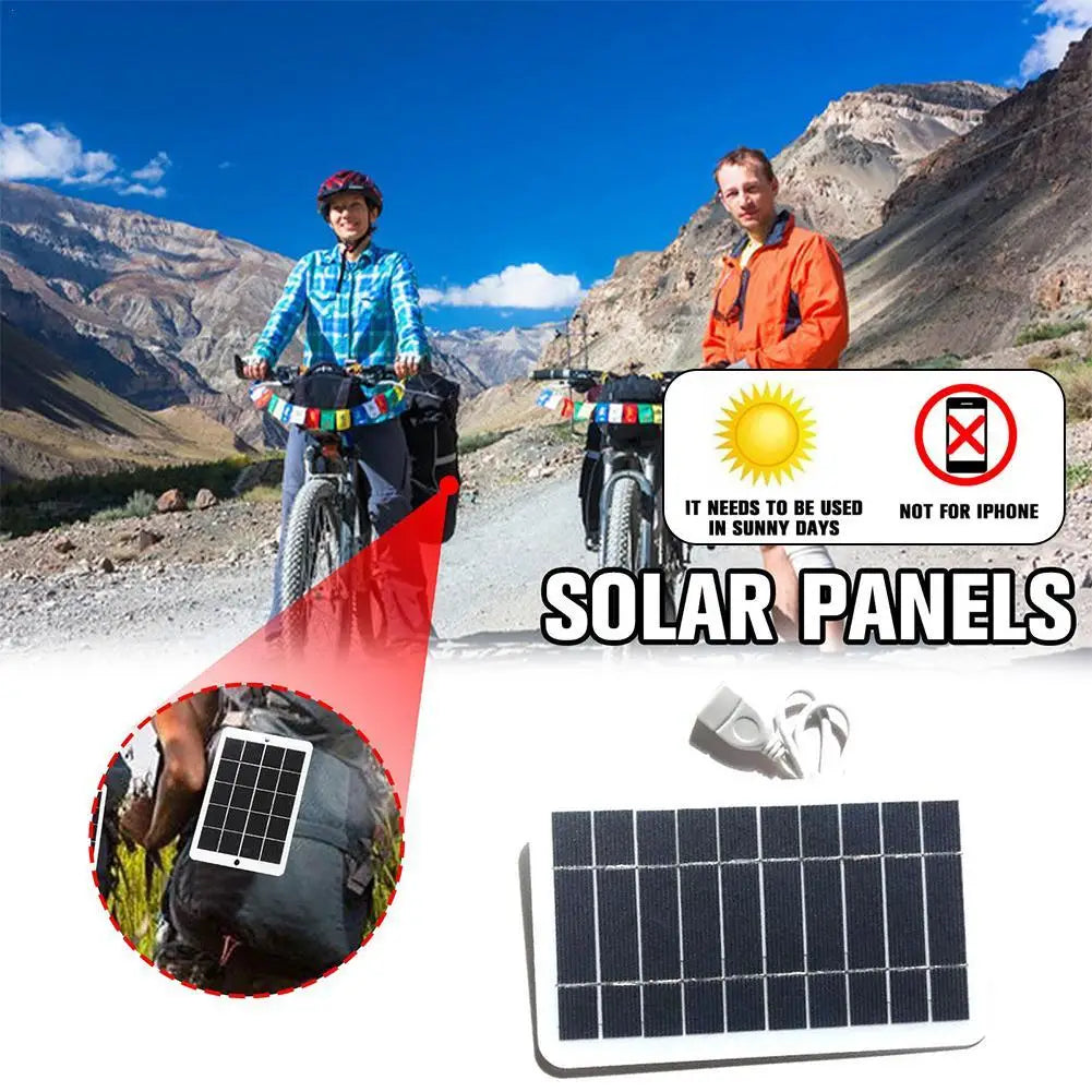 USB Solar Panel Charger - Portable 5V Power Bank Charger