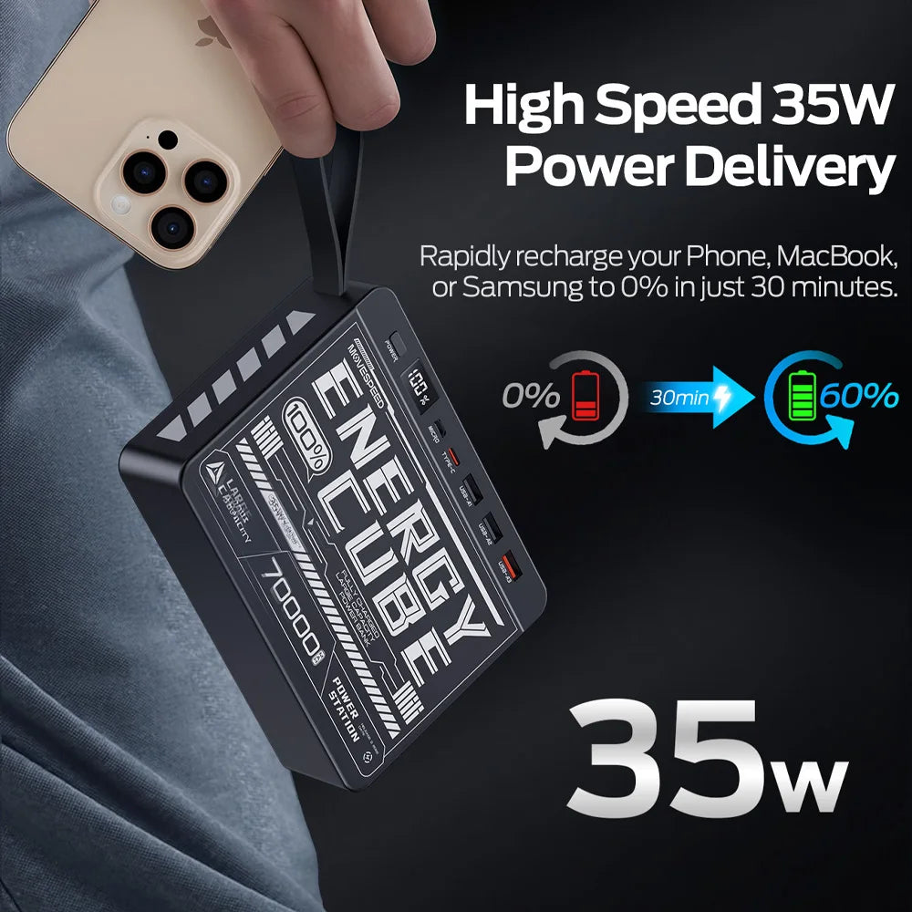 Movespeed Z70SE Power Bank 70000mh Power Station PD Fast Charging Powerbank External Battery Charger for Camping Outdoor