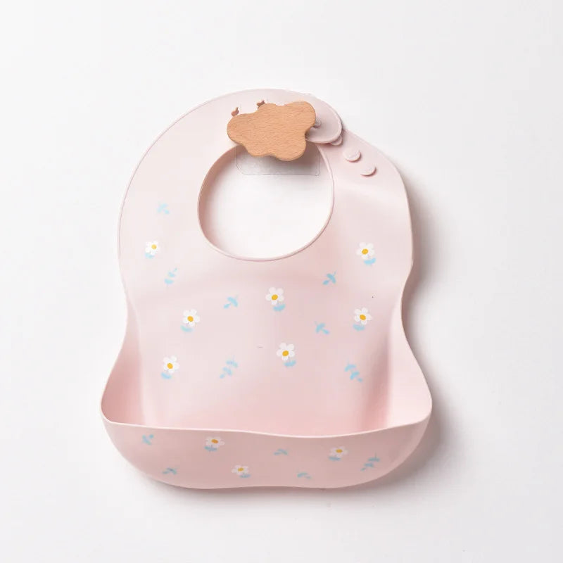 INS Baby Bibs BPA Free Waterproof Soft Silicone Saliva Solid Dripping Banana Bib Cartoon Print Flower Adjustable Lunch Aprons