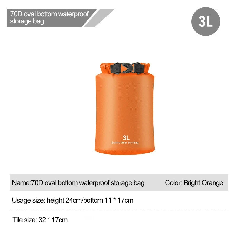 Bolsa seca impermeable de 3L/5L/12L/20L/35L, bolsa ultraligera para exteriores, bolsa de almacenamiento de ropa para deriva, natación, rafting, kayak, bolsa deportiva
