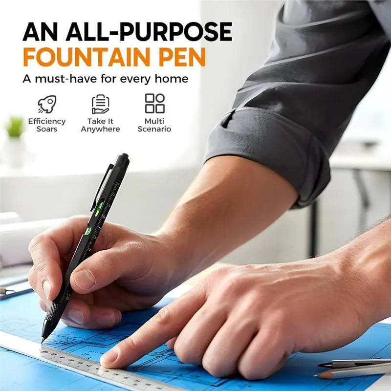L60A Cool Gadgets 9-In-1 Multitool Pen With LED Light-Ideal Christmas Gifts For Men For Diyers Black