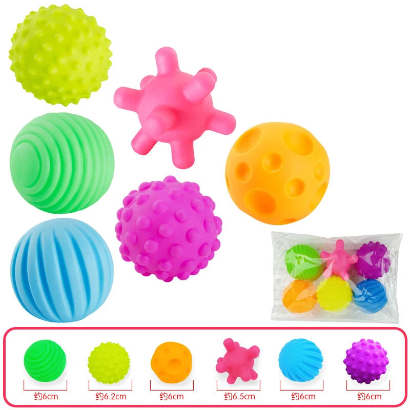 Set de 6 bolas texturizadas para desarrollar el sentido del tacto, juguete para bebé, pelotas de mano para tocar, pelota de entrenamiento, bolas suaves de masaje, regalos para niños