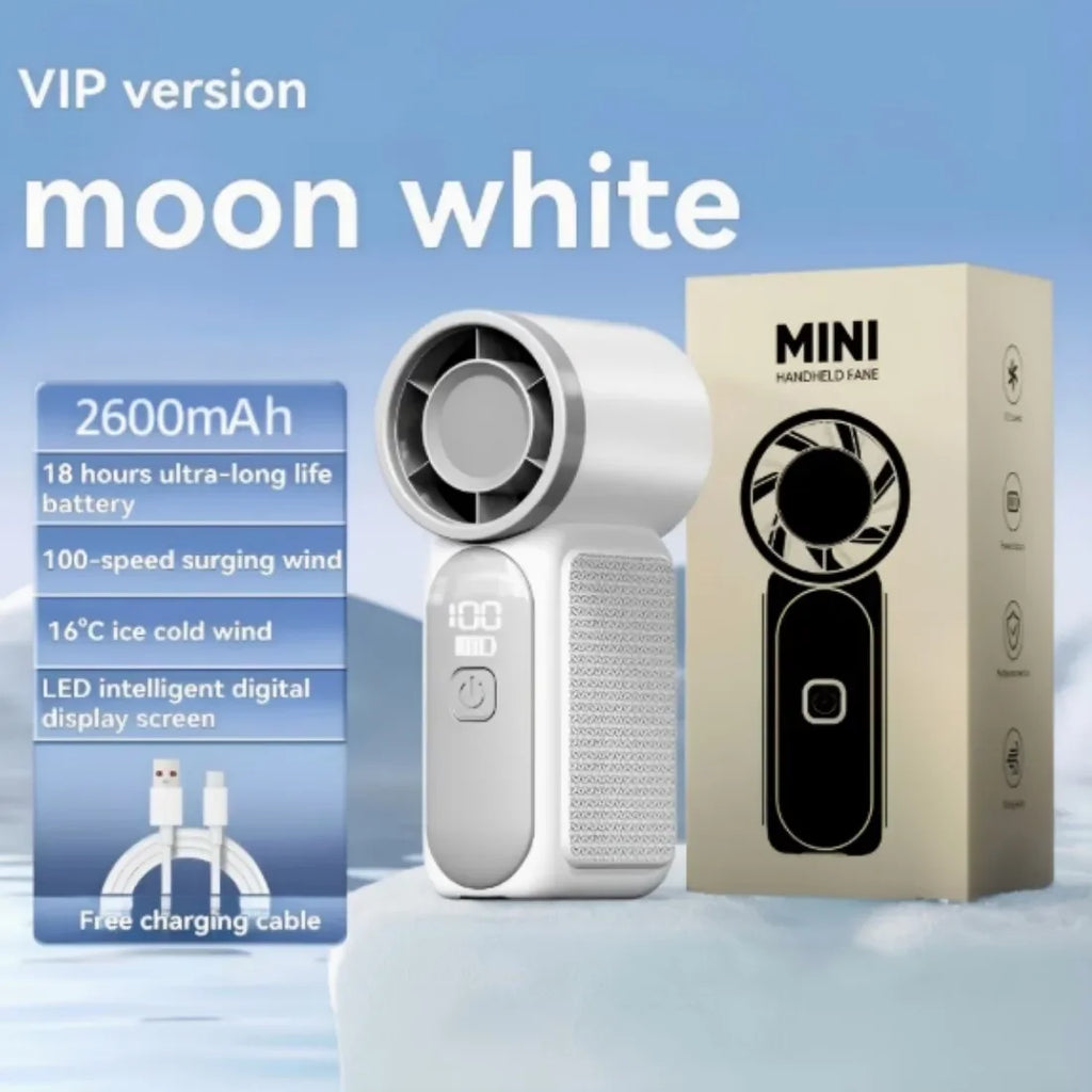 2026 New 100-Speed Mini Handheld Fan, High-Speed Turbo Blower, USB Rechargeable, Long-Lasting Portable Outdoor Cooling Fan