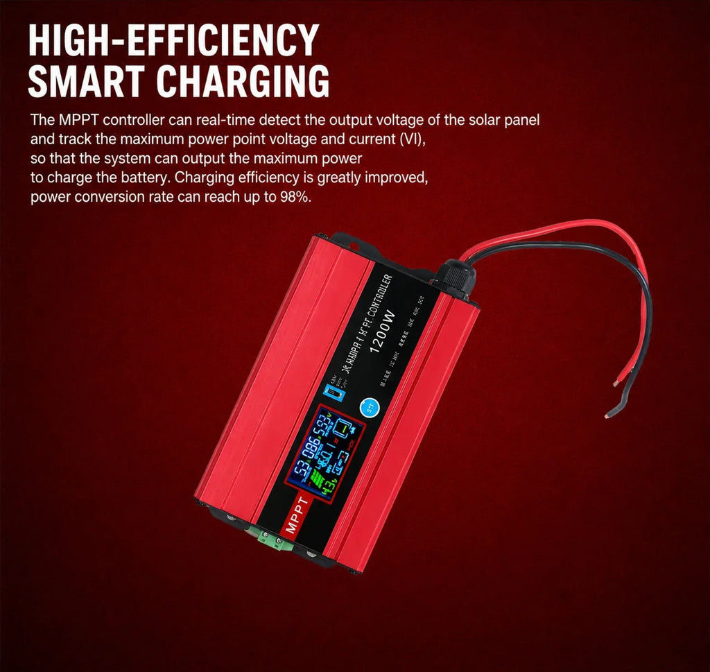 MPPT Solar Boost Controller, 1200W, Universal Input 12-60V, Output 48V-72V for EV Charging