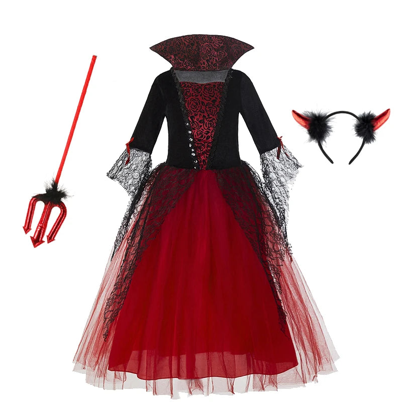 Disfraz de Halloween para niñas, vestido de murciélago morado, disfraz de vampiro de fantasía de Halloween, ropa de bruja para cosplay, regalos para fiestas de carnaval