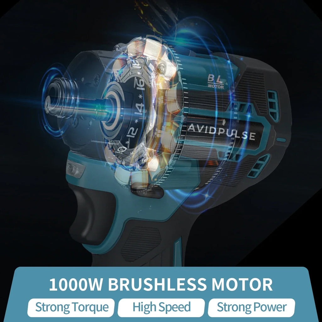 AvidPulse 20+1 Torque 1/4inch Brushless Electric Screwdriver Cordless 280N.m Electric Drill Power Tool For Makita 18v Battery