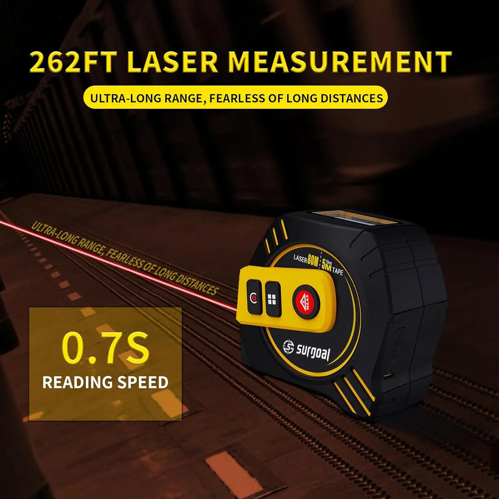 Laser 80m Tape 5m With Magnets LCD Display Rechargeable Backlight Laser Rangefinder Tape Distance Measure