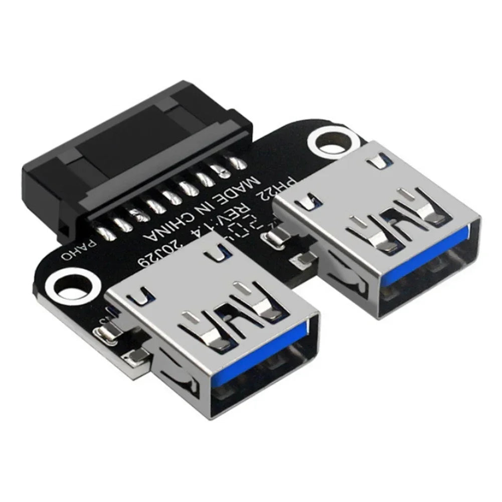 Motherboard USB 3.0 19/20Pin To Dual USB-A Port Internal USB Panel Converter Adapter for Desktop PC Mainboard Expansion