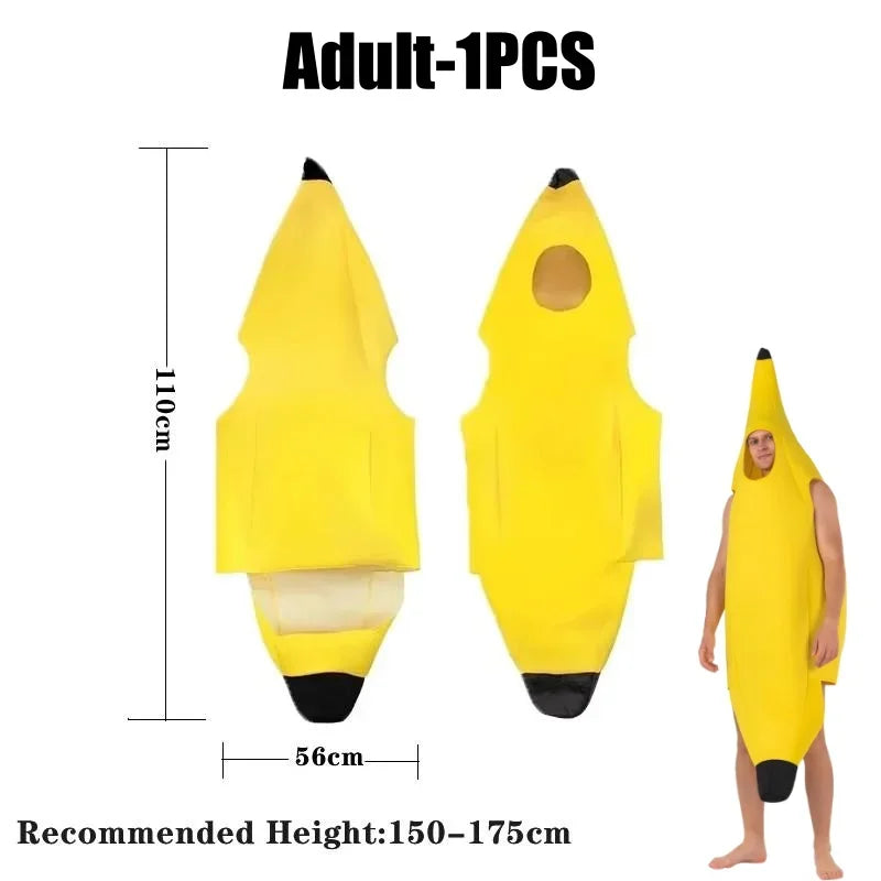 Halloween Banana Costume Kids Adults Funny Theater Show Outfit Carnival Party Fancy Dress Performance Wear Stage Costume
