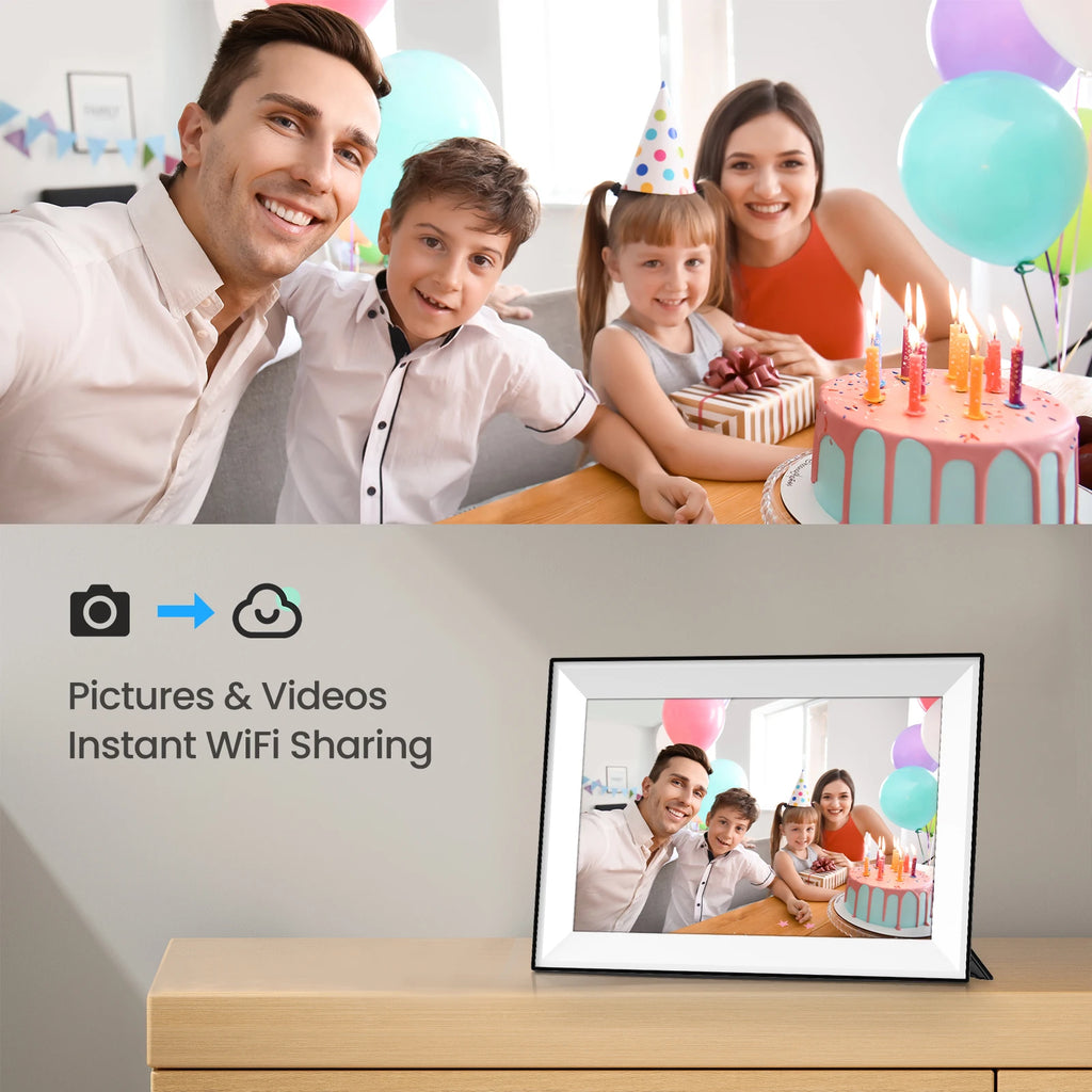 Frameo 10.1 Inch WiFi Digital Picture Frame 1280x800 HD IPS Touch Screen Digital Photo Frame Electronic 32GB Memory Auto-Rotate