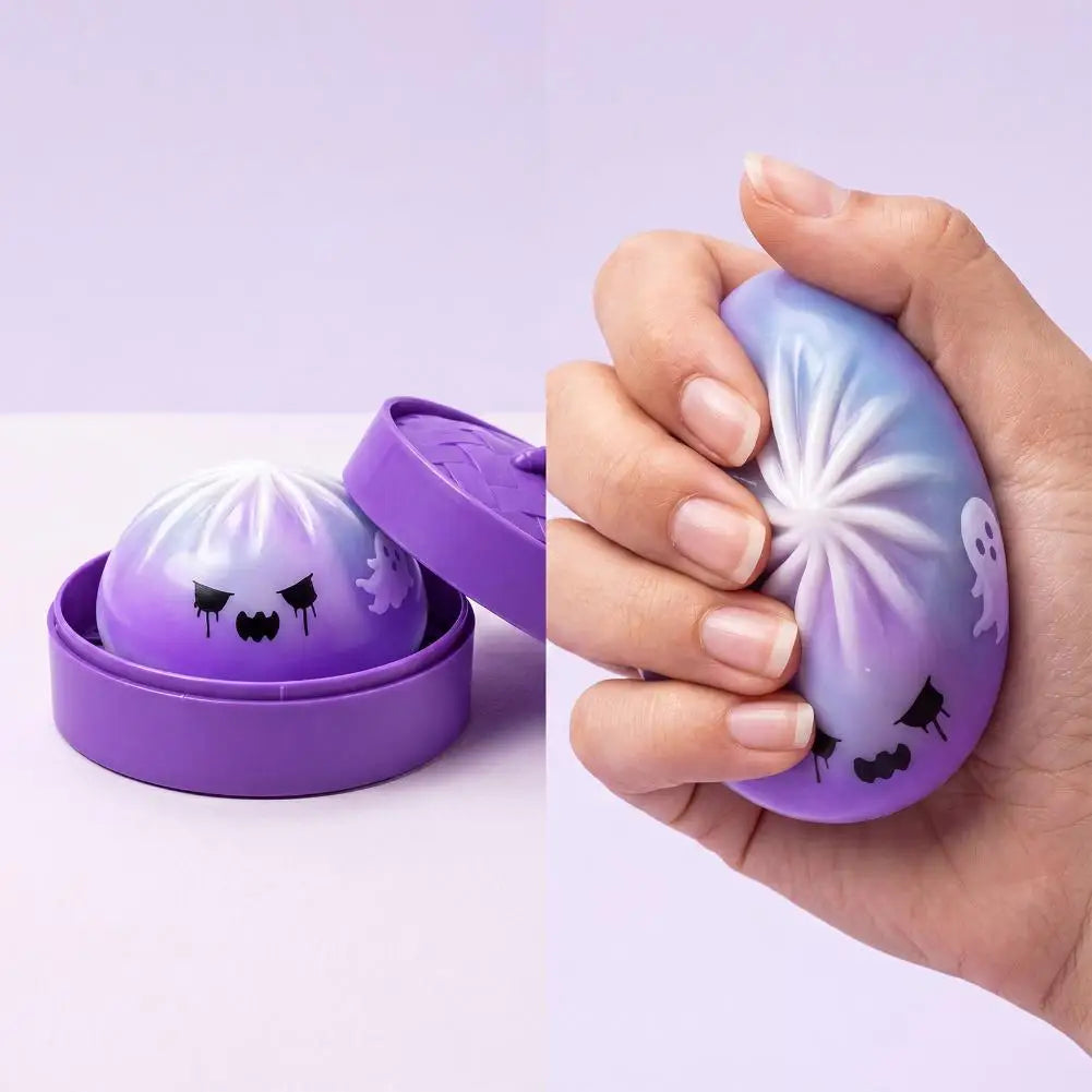 Halloween Ghosts Theme Soft Squishy Dumpling Toy With Steamed Box Slow Rising Funny Sensory Toy Decompression Squeeze Toy Gift