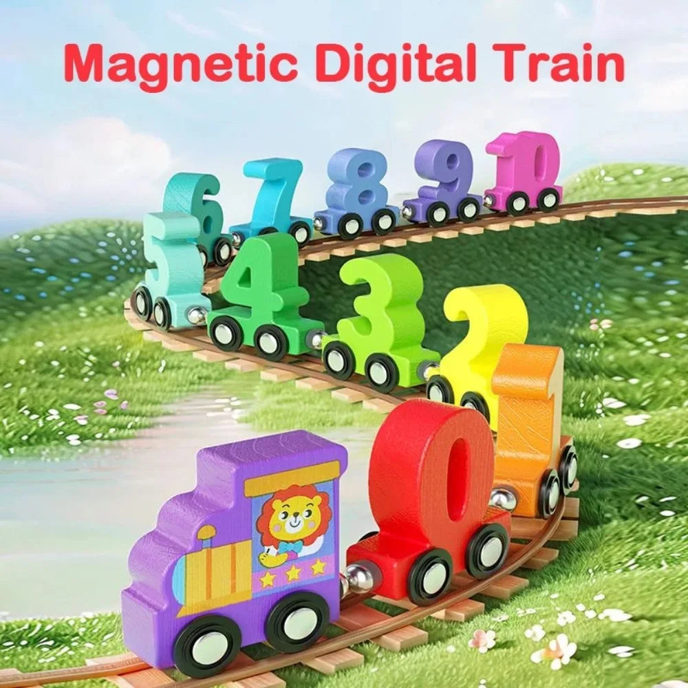 1set 0-10 Number Digital Train Toys Colorful Magnetic Early Educational Toys Digital Train Track Assembly Number Train Set Kids