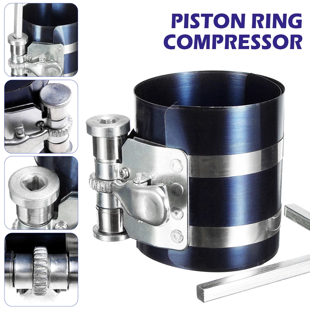 Piston Ring Compressor Engine Ratchet Type Clamp Band Installer 53-175mm Metal Ring Adjustable Compressor for Vehicle Car Repair