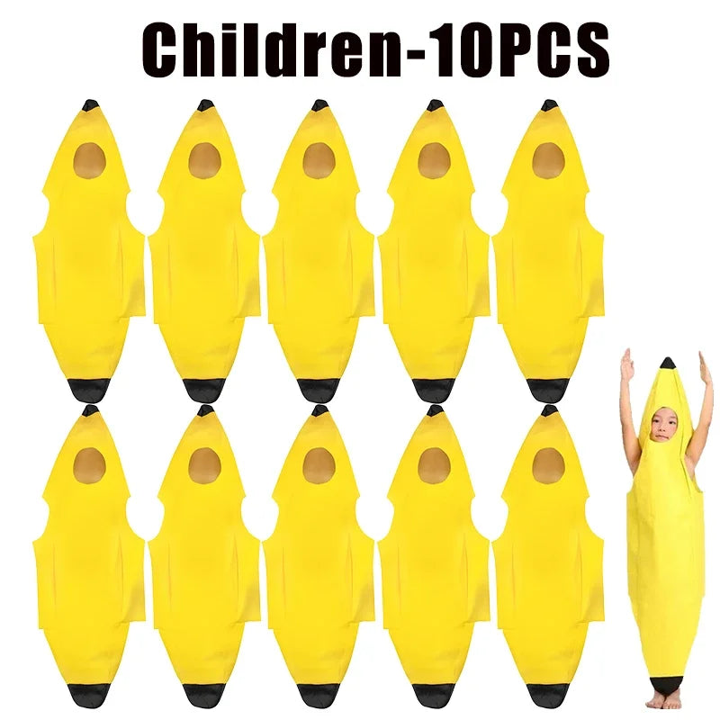 Halloween Banana Costume Kids Adults Funny Theater Show Outfit Carnival Party Fancy Dress Performance Wear Stage Costume