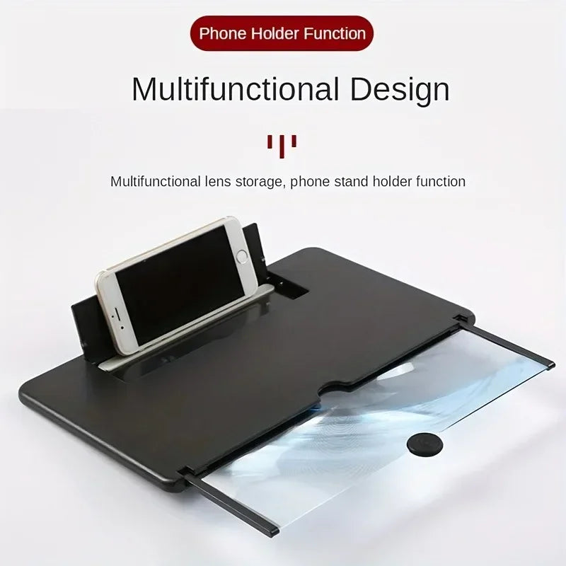 10/12Inch HD Multi‑Functional Phone Screen Magnifier Video Amplifier Enlarger Stand Cellphone Viewing Bracket For Movie‑Watching