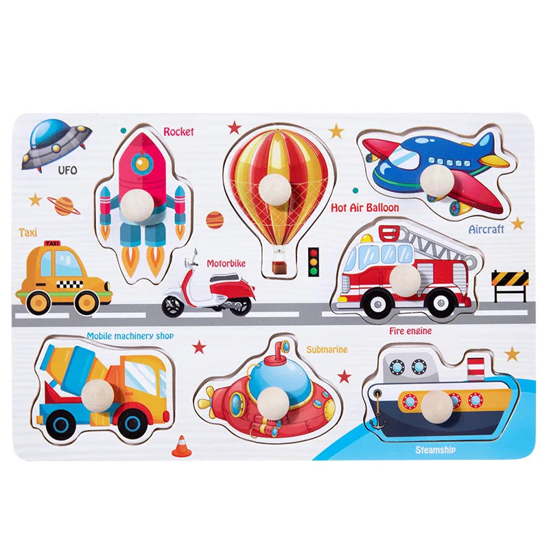 Montessori Toy Wooden Building Blocks Early Learning Educational Toys Color Shape Match Kids Puzzle Toys For Children Boys Girls