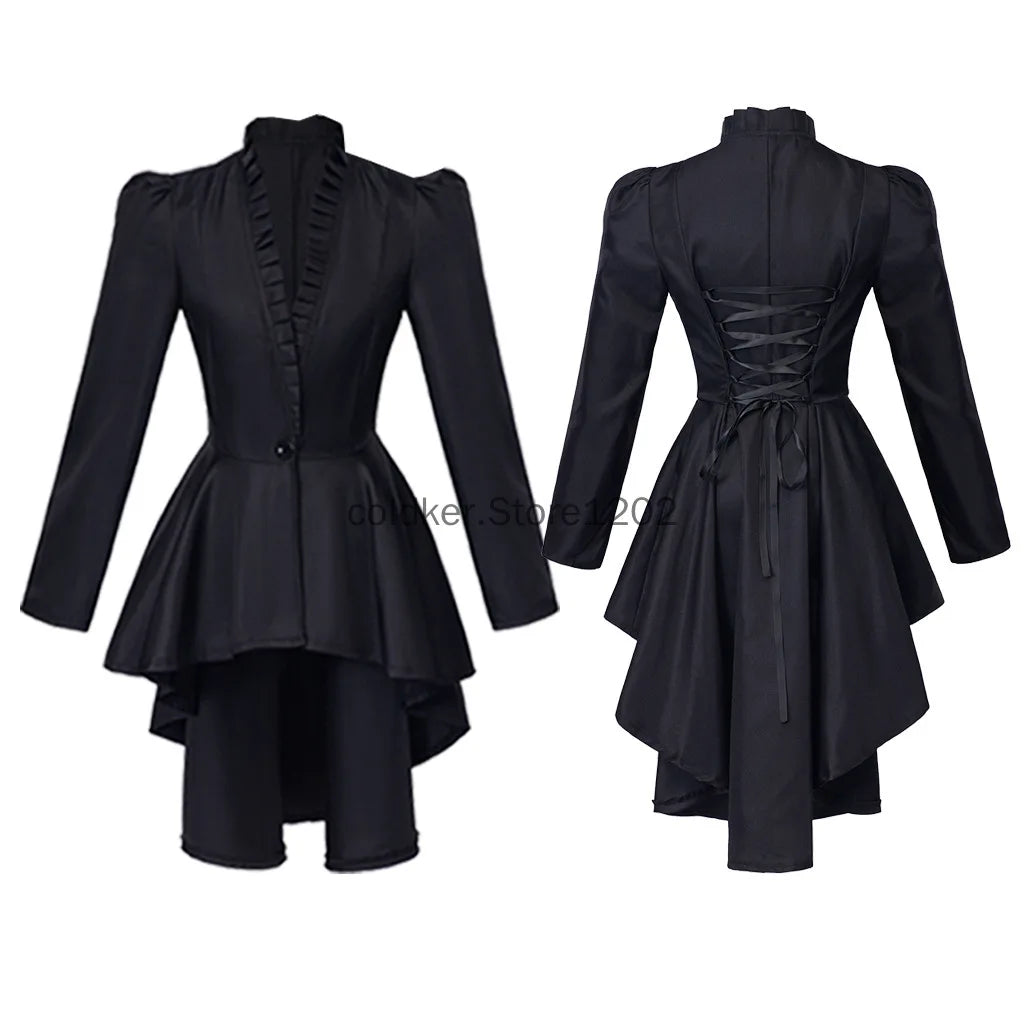 Halloween Costumes for Women Steampunk Victorian Jacket Coat Medieval Vintage Gothic Tailcoat Long Sleeve Tuxedo Shirt