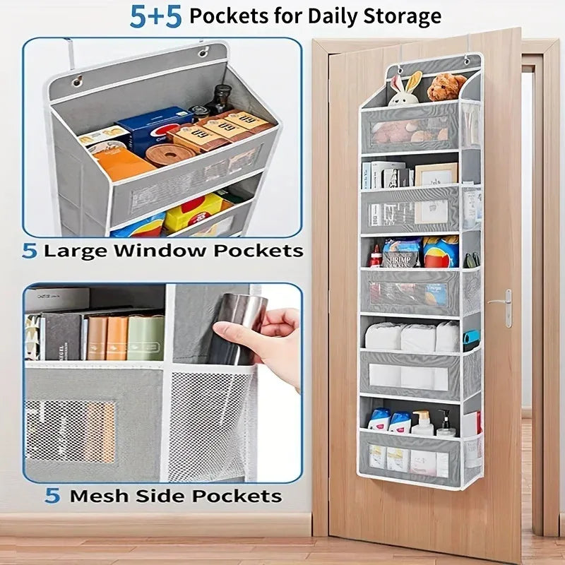 Upgraded 5-Shelf Hanging Storage Organizer - Behind Door, Anti-Tilt, 5 Large Capacity Pockets, Hanging Bag Suitable For Bedroom