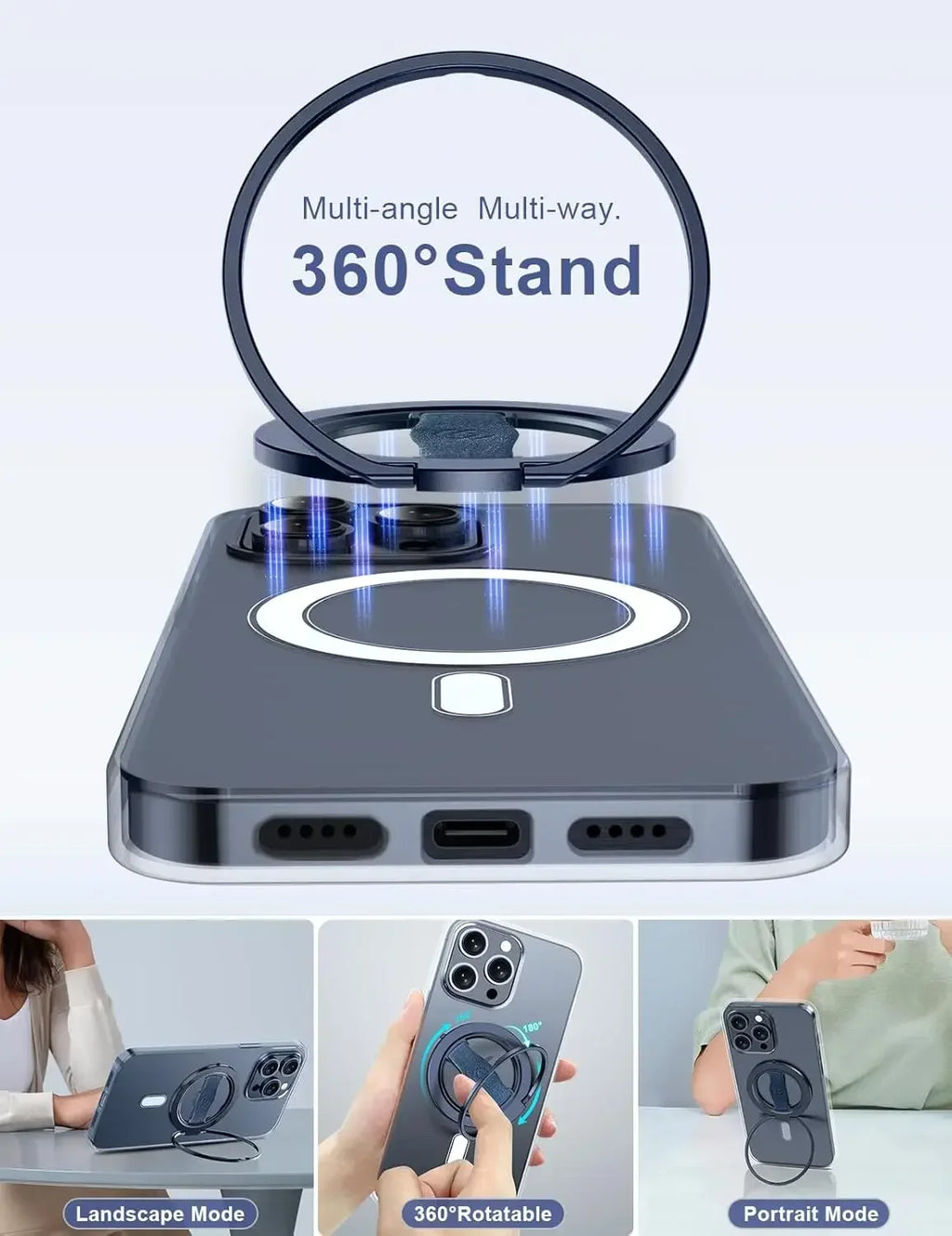 EWA MagOne 3rd Gen Phone Grip Stand with Magnetic Ring Holder Compatible with MagSafe Kickstand Loop for iPhone 17~12 Series
