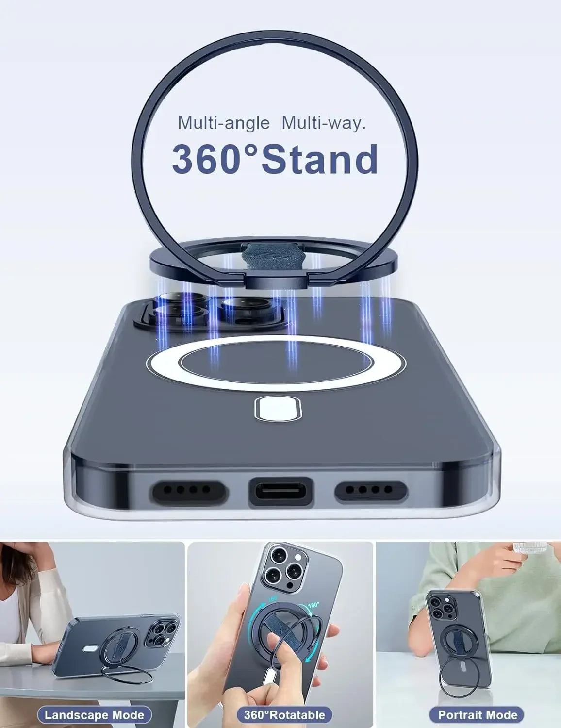 EWA MagOne 3rd Gen Phone Grip Stand with Magnetic Ring Holder Compatible with MagSafe Kickstand Loop for iPhone 17~12 Series