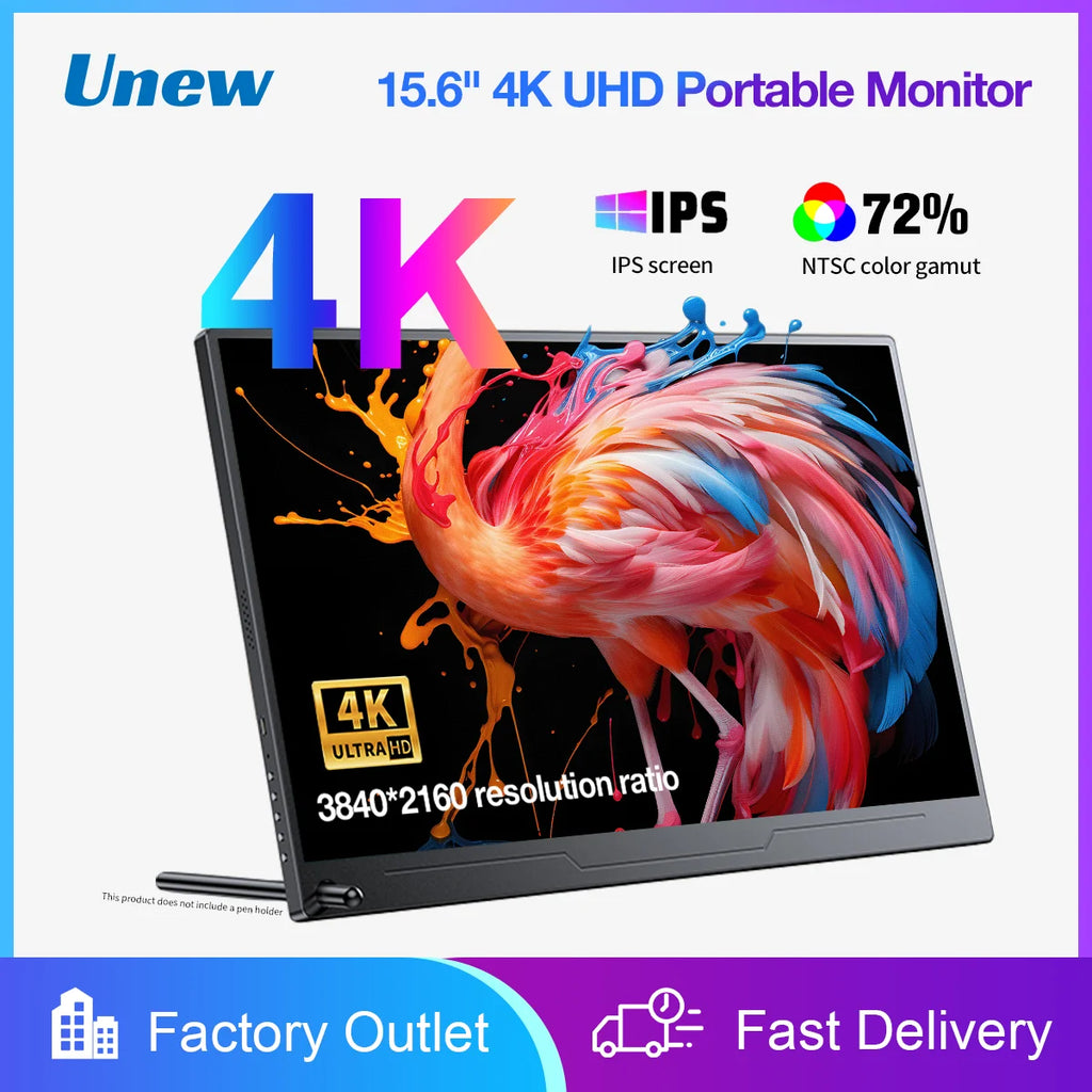 15.6 inch Portable Monitor UHD 3840X2160 Ultra-Thin 4K IPS Screen for PC Gaming External Display with for Xbox Switch PS4/5
