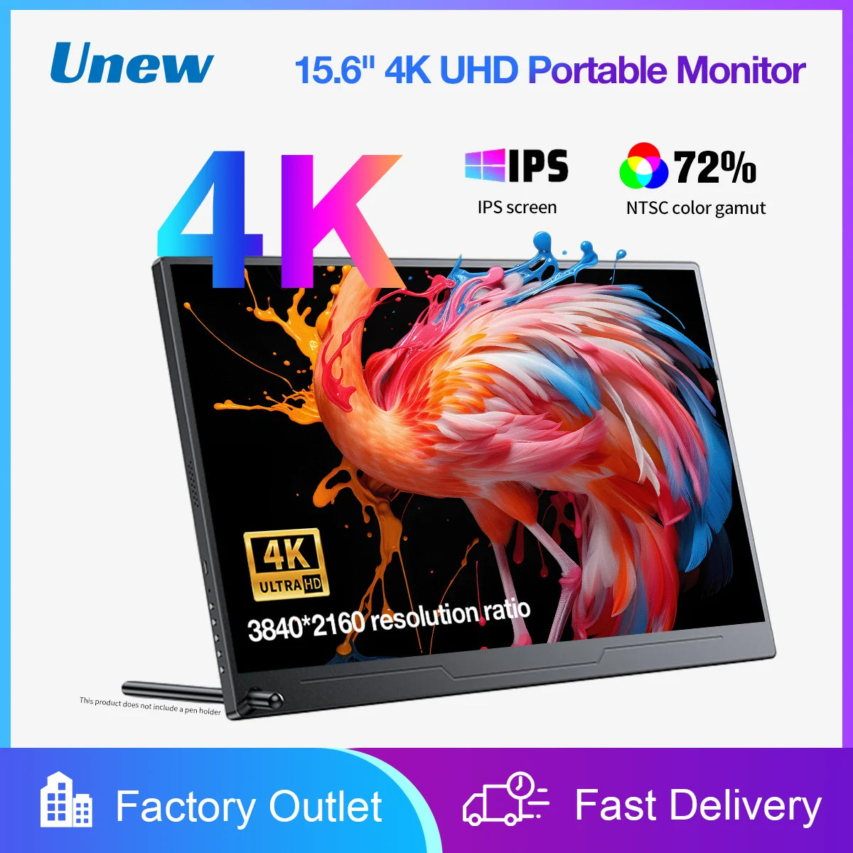 15.6 inch Portable Monitor UHD 3840X2160 Ultra-Thin 4K IPS Screen for PC Gaming External Display with for Xbox Switch PS4/5