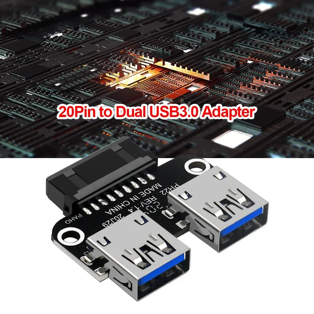 Motherboard USB 3.0 19/20Pin To Dual USB-A Port Internal USB Panel Converter Adapter for Desktop PC Mainboard Expansion