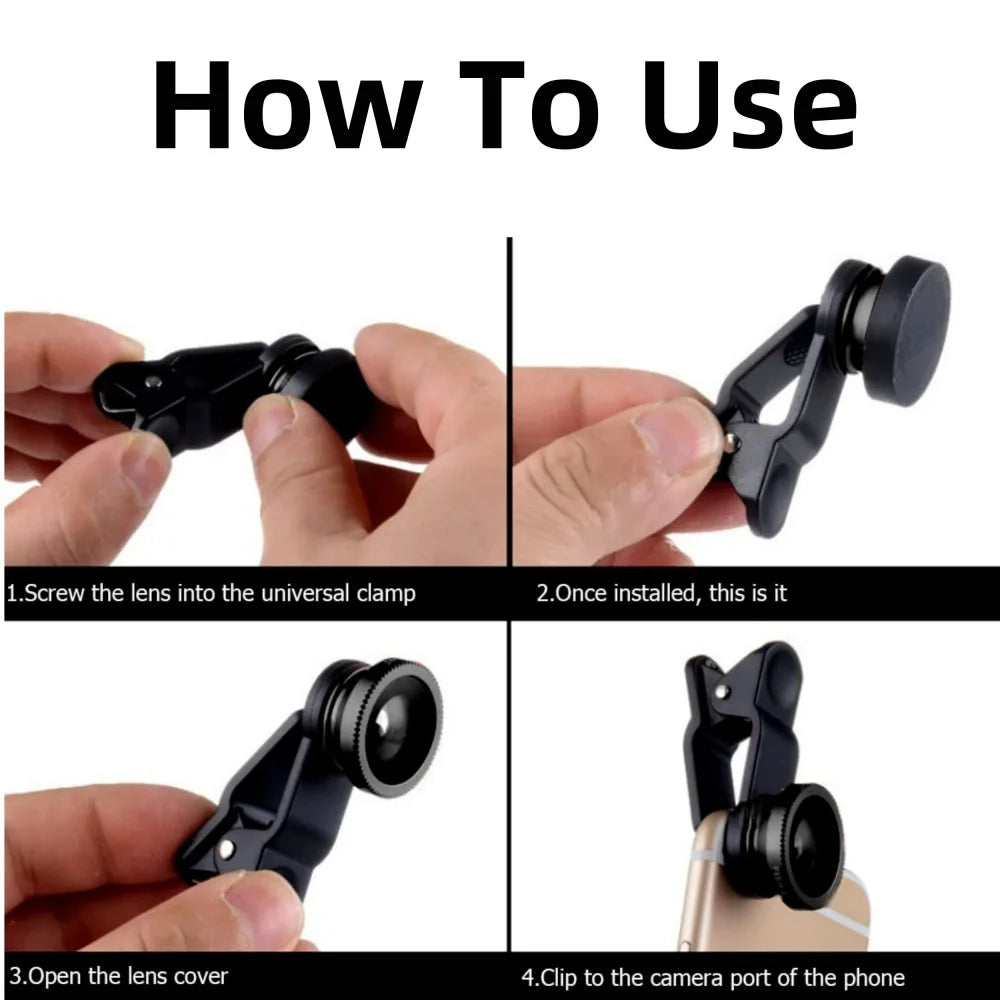 Universal 3 in 1 Fish Eye Lens Wide Angle Macro Phone Fisheye Lens Zoom Camera Kits With Phone Clip For iPhone Samsung Xiaomi