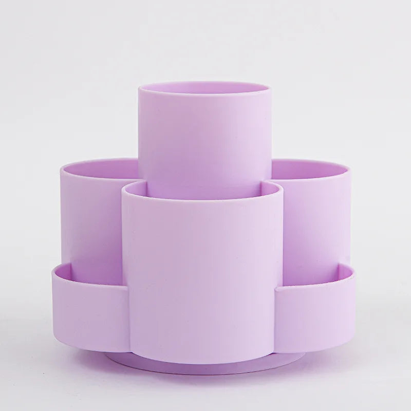 360° Rotating Pen Holder Multi Compartment PP Desk Organizer Stationery Storage Caddy School Office Makeup Brush Organizer