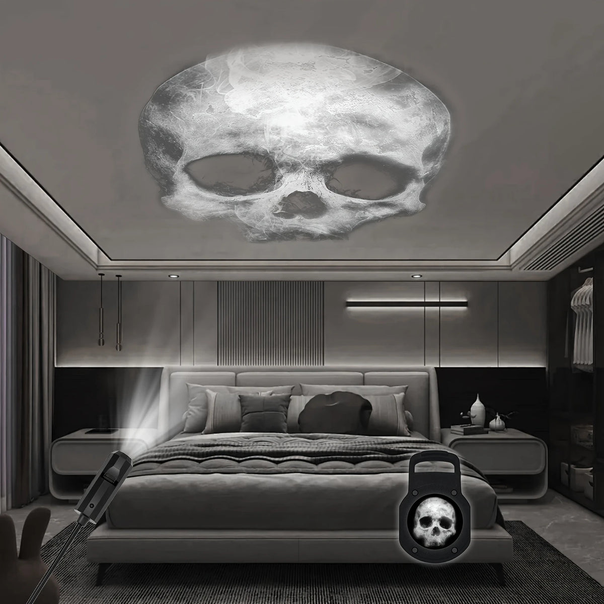 Halloween Projector Light — Ghosts, Bats & Spiders on Your Wall (3 or 6 Patterns)