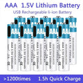 New USB AAA Rechargeable Batteries 1.5V 2300 mAh li-ion battery for remote control mouseElectric toy battery + Type-C Cable