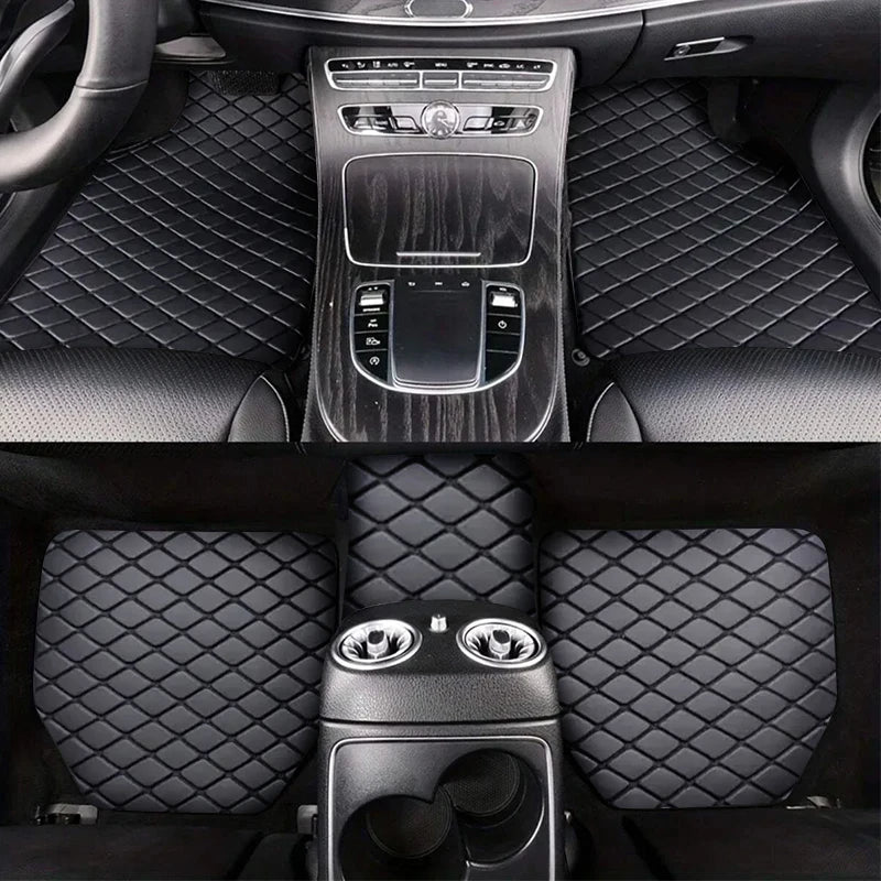 Universal 5Pcs Car Floor Mats PU Leather Waterproof Dust-Proof Auto Carpet Protector Pads Fashion Car Interior Accessories