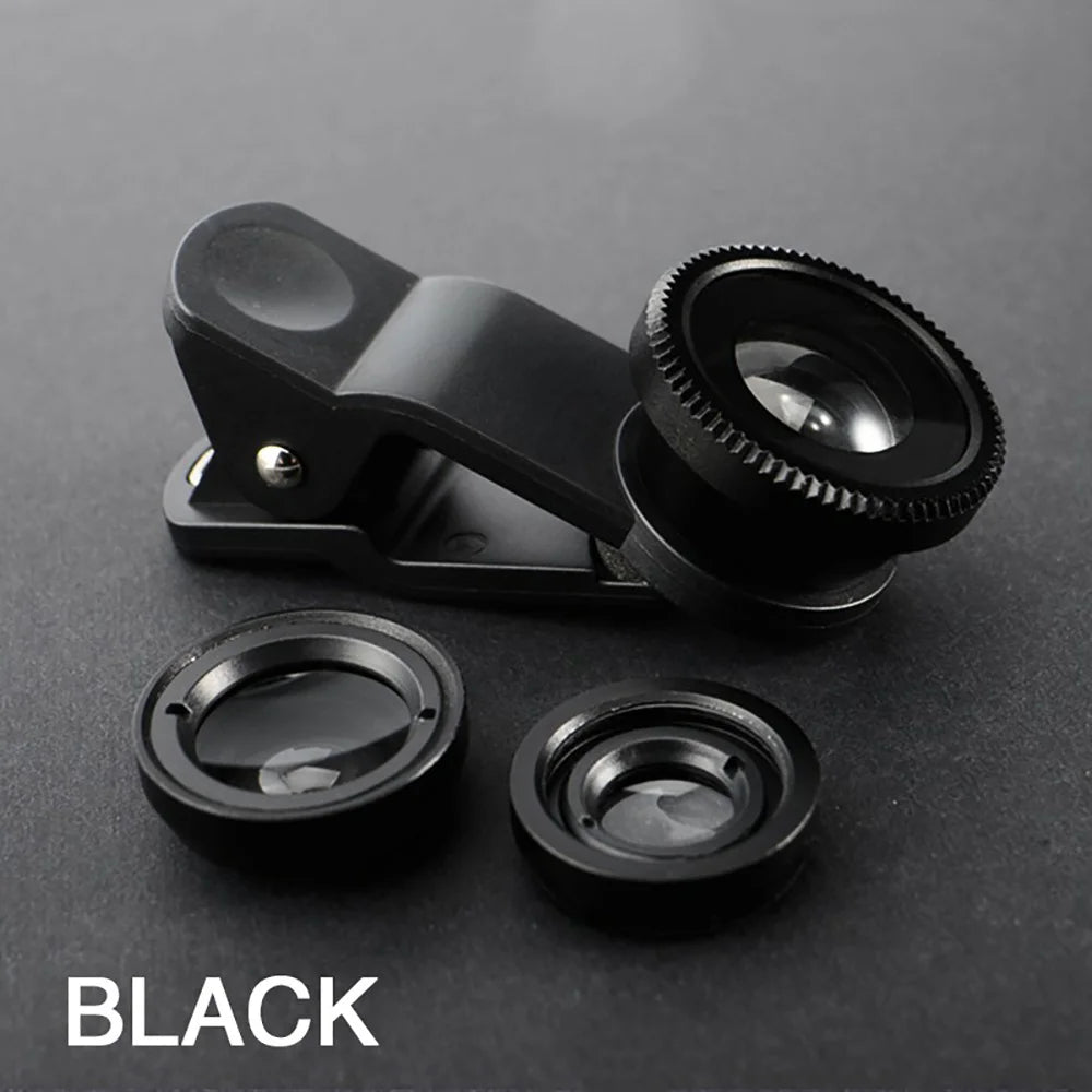 Universal 3 in 1 Fish Eye Lens Wide Angle Macro Phone Fisheye Lens Zoom Camera Kits With Phone Clip For iPhone Samsung Xiaomi