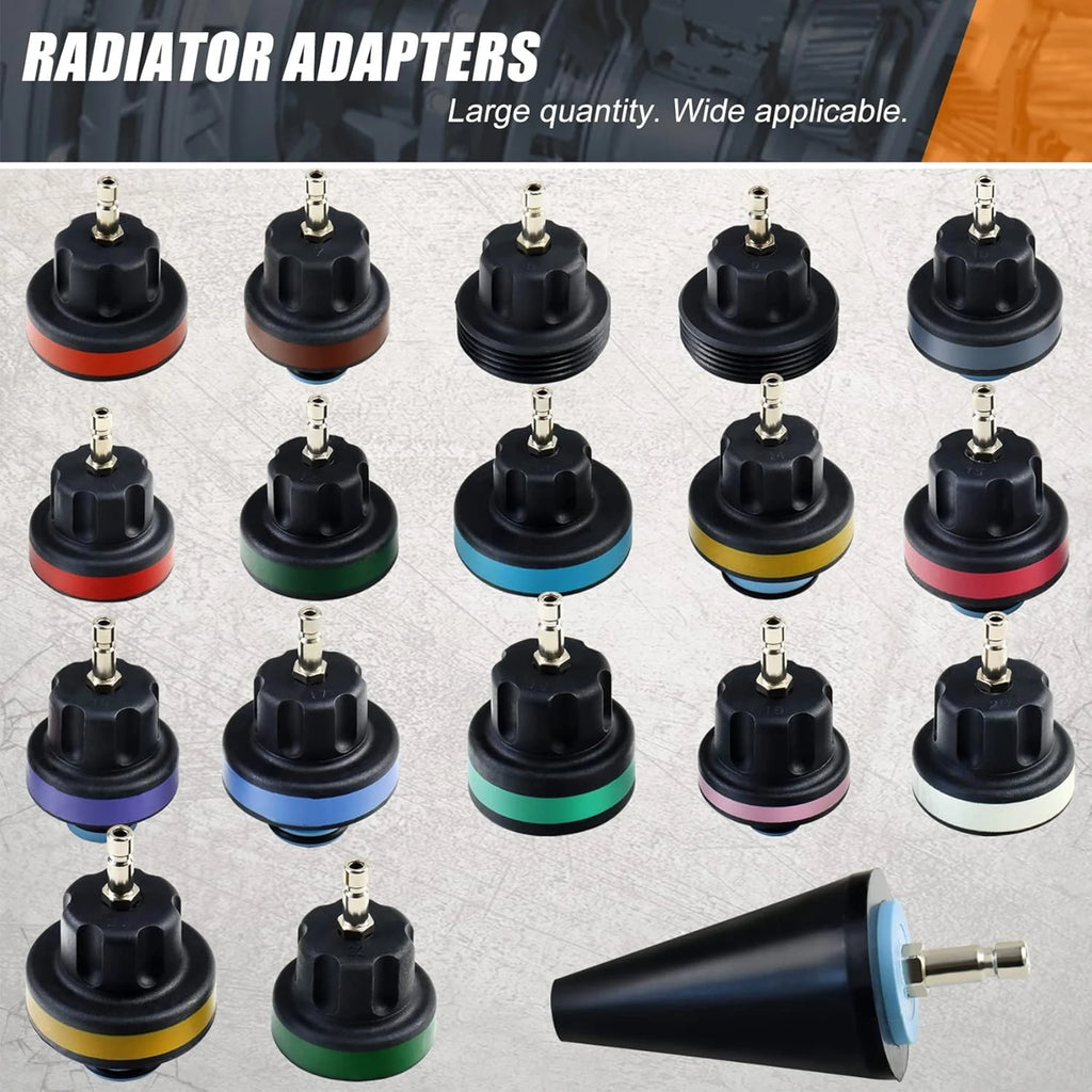 Car Radiator Leak Tool, Radiator Coolant Pressure Tester Vacuum Replenishment Tool, Leak Test & Pneumatic Purge Fill Kit