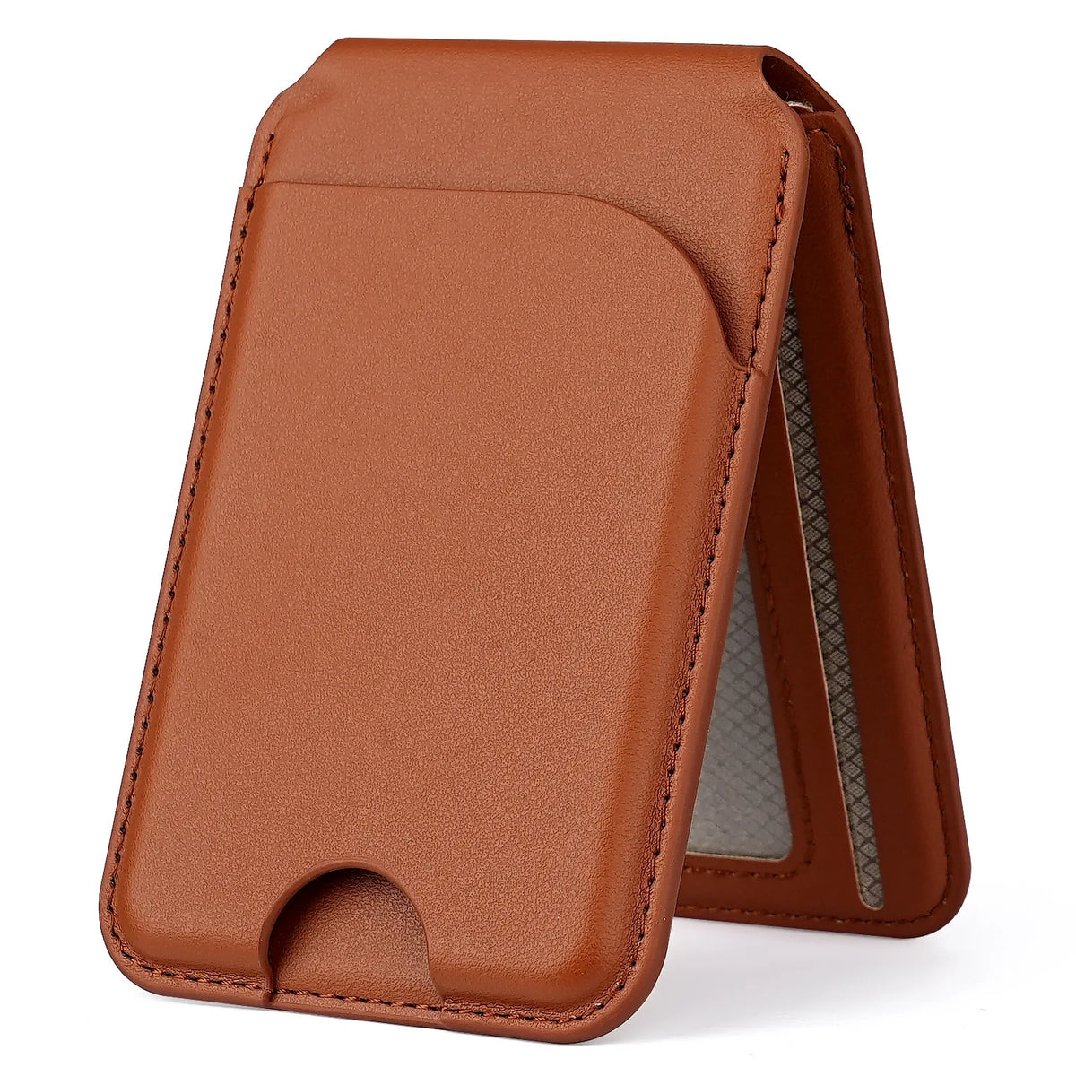 MagSafe Magnetic Leather Wallet Card Holder Adjustable 160° Phone Stand Anti-Demagnet Multi Card Pocket For iPhone 12-17 Series