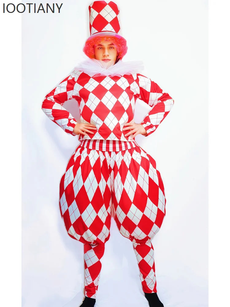 Halloween Adult Clown Costume Clown Carnival Costume Dress Up Amusement Park Funny Role Play Costume Suit Performance Costume