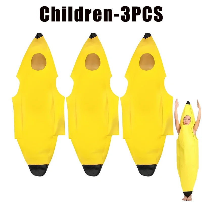 Halloween Banana Costume Kids Adults Funny Theater Show Outfit Carnival Party Fancy Dress Performance Wear Stage Costume