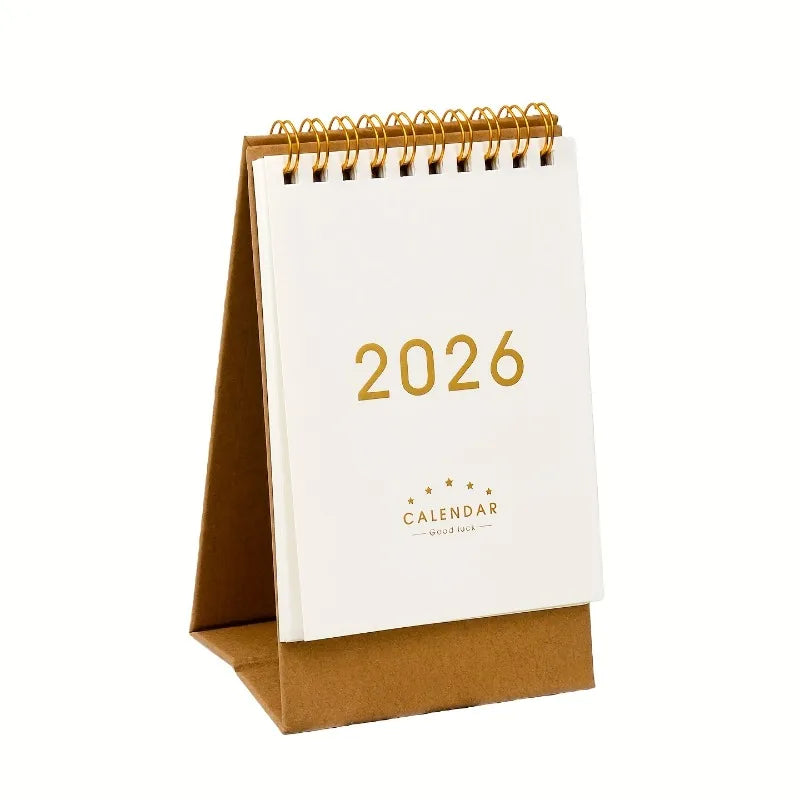 2025-2026 Vintage Desk Calendar Planner-Monthly Grid & Dated Pages with Chinese/English Text,New Year Decoration & Daily Planner