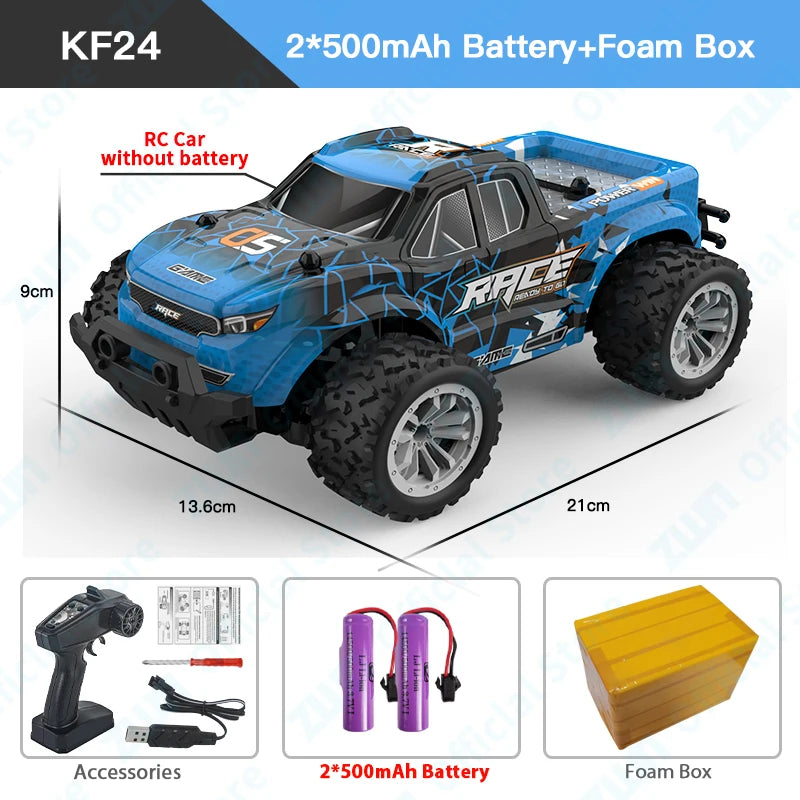 ZWN 1:16/1:20 2.4G Model RC Car With LED Light 2WD Off-road Remote Control Climbing Vehicle Outdoor Cars Toy Gifts for Kids
