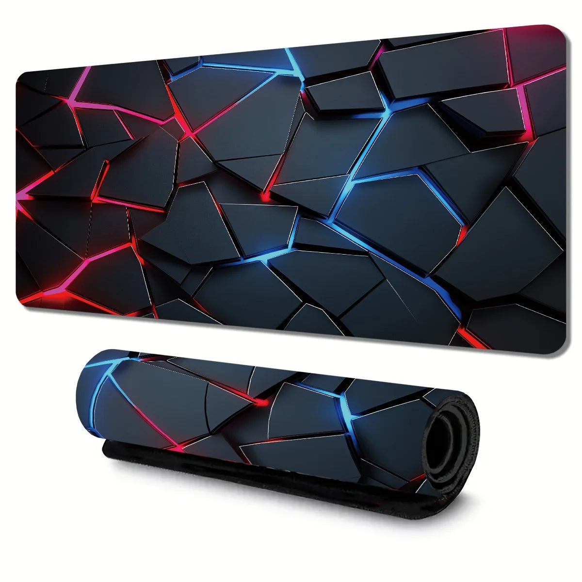 Large Gaming Mouse Pad 90x40 Red Blue Gradient Design Non-Slip Rubber Sewn Edge Gaming Desk Mat Keyboard Gamers and Office Work