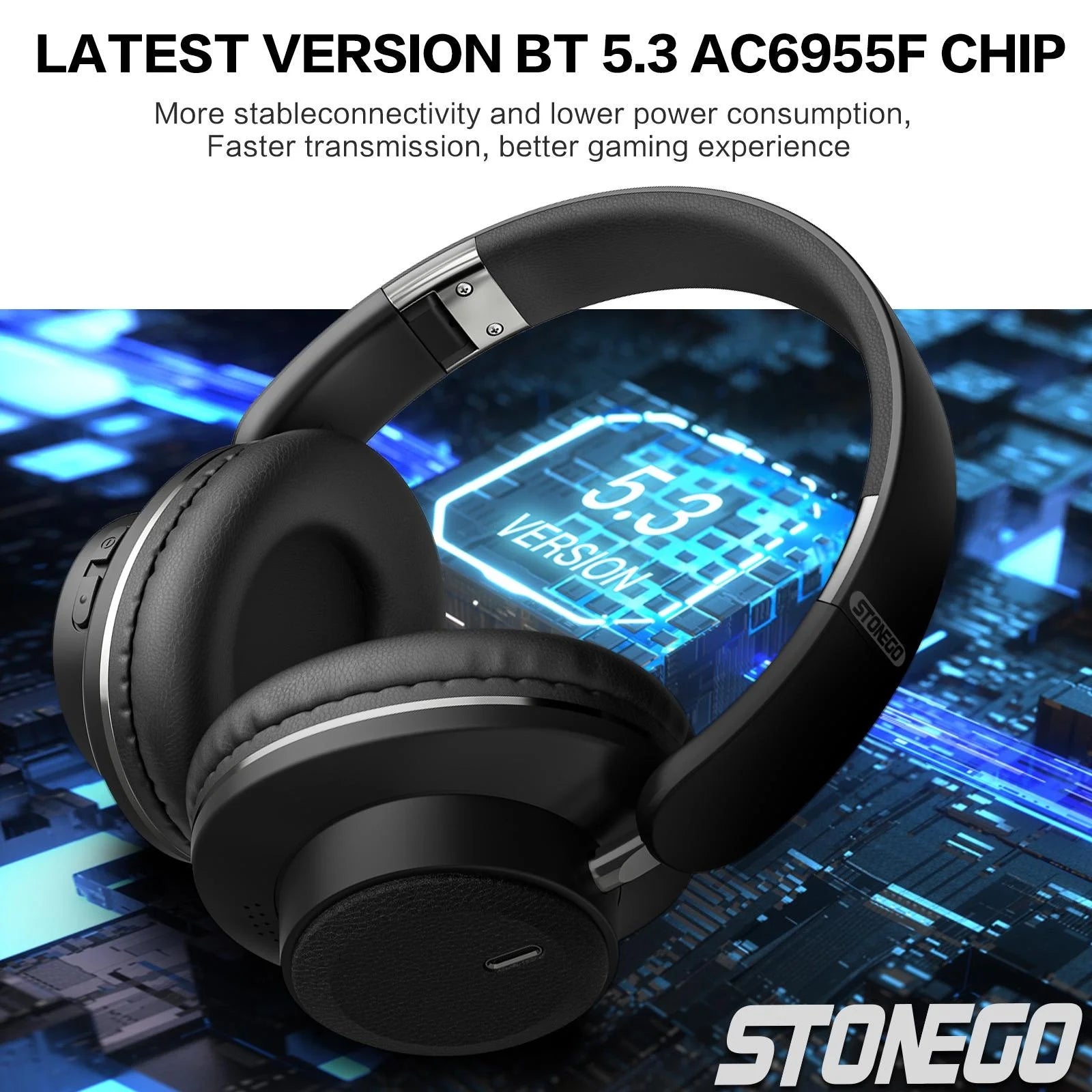Bluetooth Headphones Wireless Headset Over Ear Foldable Portable Fashion Aesthetic Hi Fi Stereo Sound BT 5.3 Dual Mode Connectivity 24H Battery Fast Charging For Travel Gaming Music Streaming Photographers Students Commuters