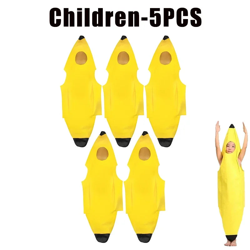 Halloween Banana Costume Kids Adults Funny Theater Show Outfit Carnival Party Fancy Dress Performance Wear Stage Costume