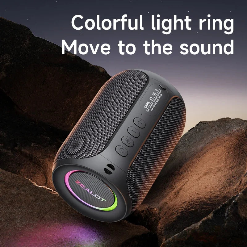 ZEALOT-S32PRO Powerful Bluetooth Speaker, Bass Wireless, LED Light, Outdoor Speakers, Subwoofer, Waterproof Sound Box Support