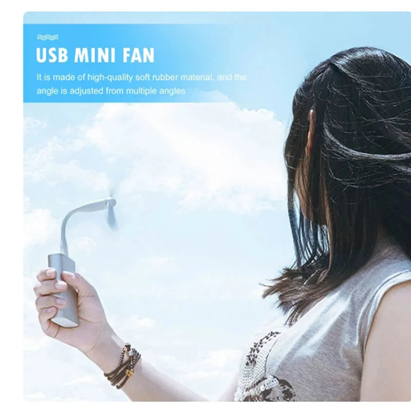 Mini USB Fan Flexible Bendable For Power Bank Laptop PC AC Charger Portable Hand For Computer Summer Gadget