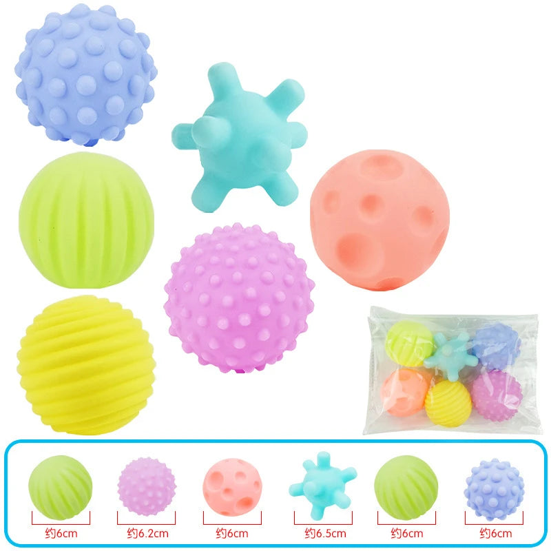 Set de 6 bolas texturizadas para desarrollar el sentido del tacto, juguete para bebé, pelotas de mano para tocar, pelota de entrenamiento, bolas suaves de masaje, regalos para niños