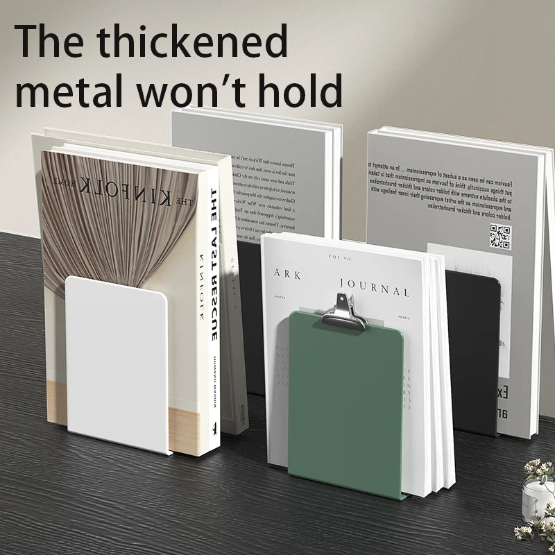 Bookends 6 Pair, White Metal Book Ends, Bookends for Shelves, Book Stopper for Heavy Books, Book Dividers for Home Office