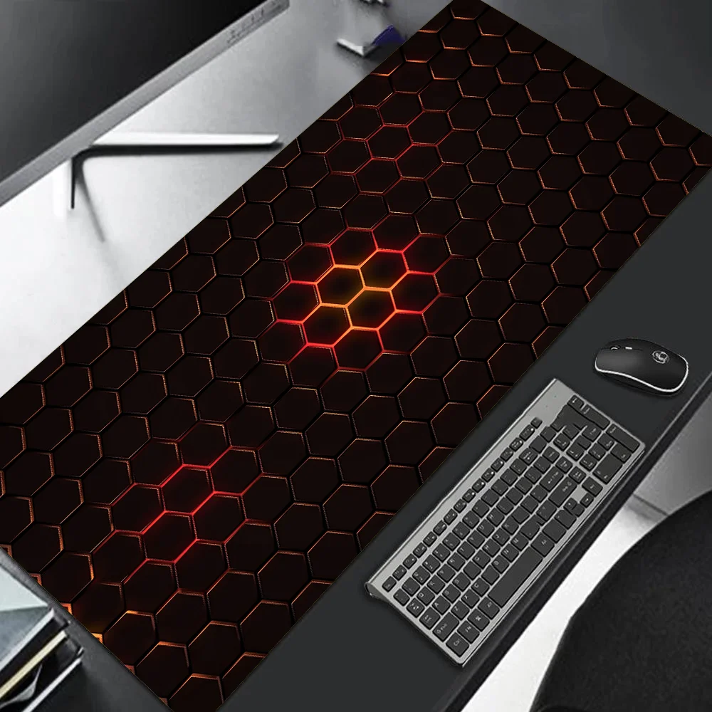 Large Gaming Mouse Pad 90x40 Red Blue Gradient Design Non-Slip Rubber Sewn Edge Gaming Desk Mat Keyboard Gamers and Office Work